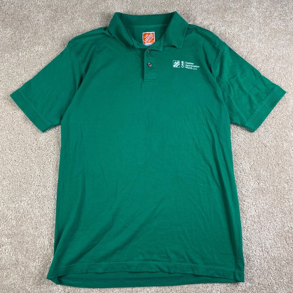 Home Depot Cashier Appreciation Month 2013 Green Polo Shirt Mens Large Graphic